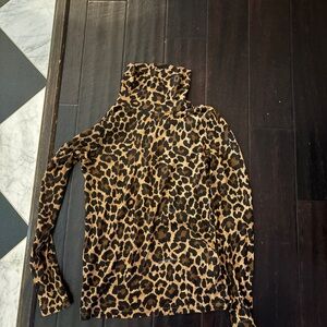 J. Crew Animal Print Top in Black and Tan